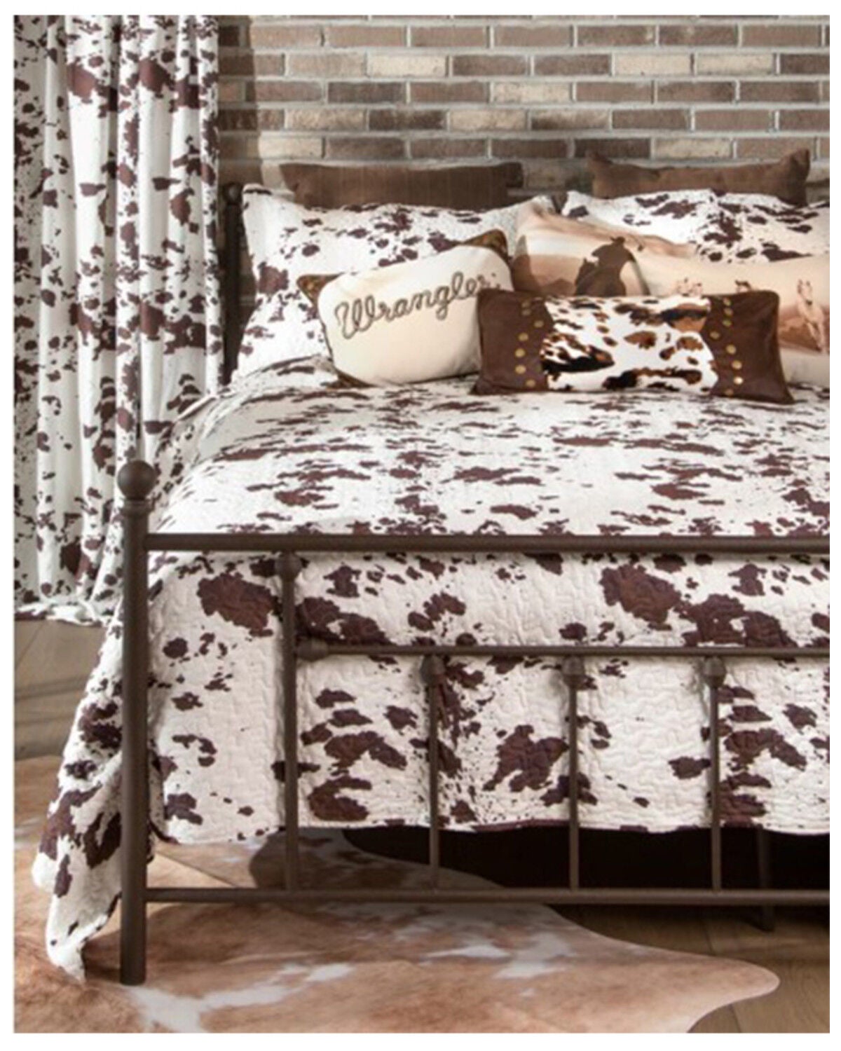 Wrangler Cowhide Quilt Set - King, Brown, hi-res