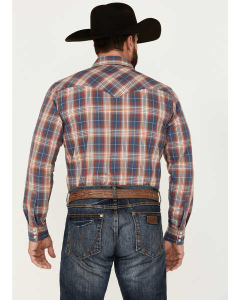 Image #4 - Pendleton Men's Frontier Plaid Print Long Sleeve Pearl Snap Western Shirt, Indigo, hi-res