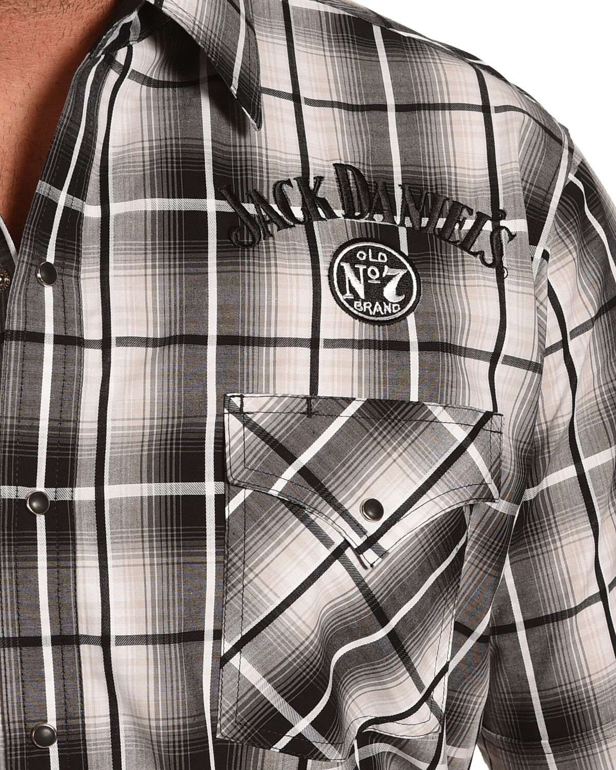 Image #2 - Jack Daniel's Men's Plaid Print Traditional Logo Short Sleeve Western Shirt, , hi-res