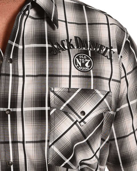 Image #2 - Jack Daniel's Men's Plaid Print Traditional Logo Short Sleeve Western Shirt , Black, hi-res