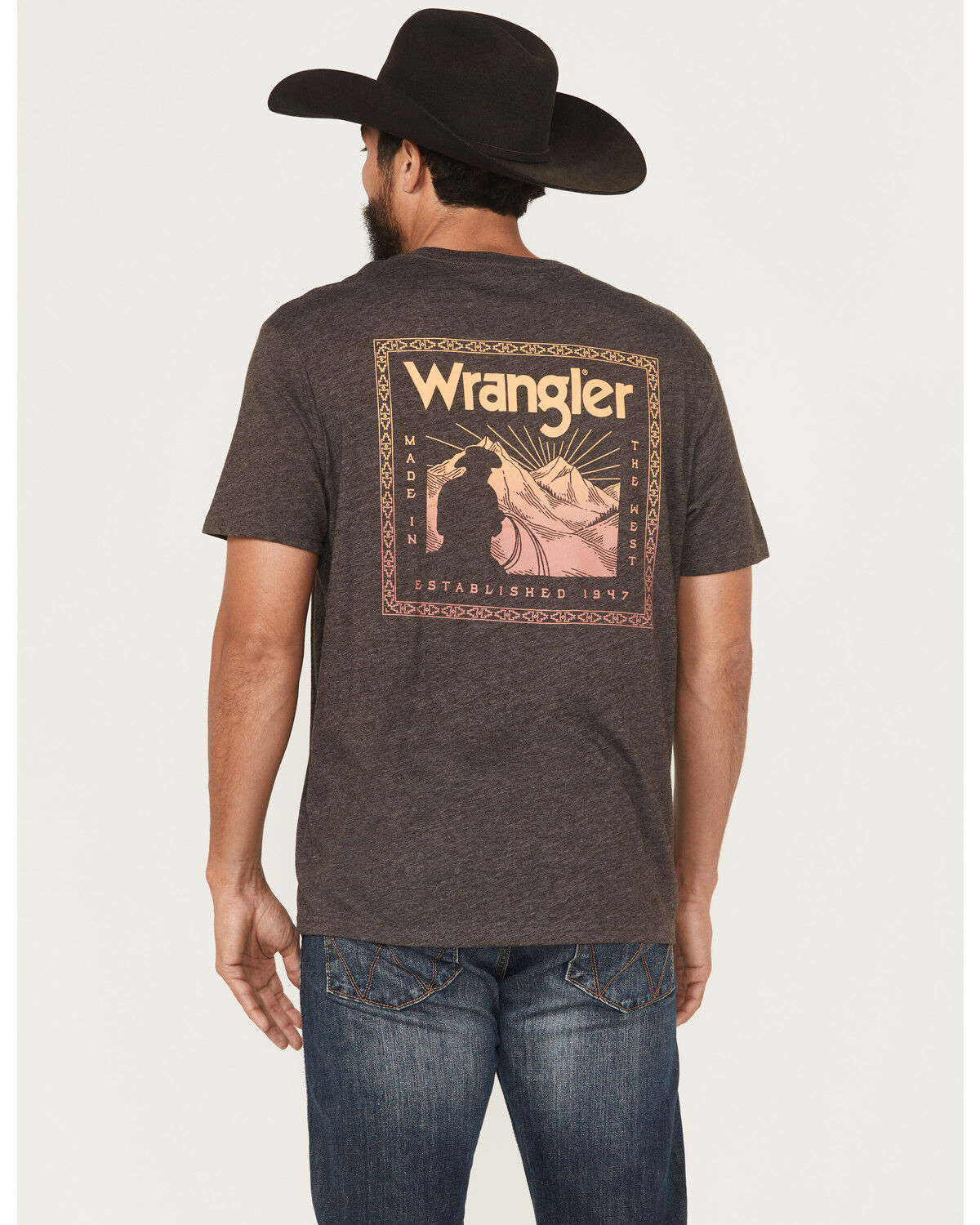 Image #1 - Wrangler Men's Cowboy Logo Short Sleeve Graphic T-Shirt, Dark Brown, hi-res