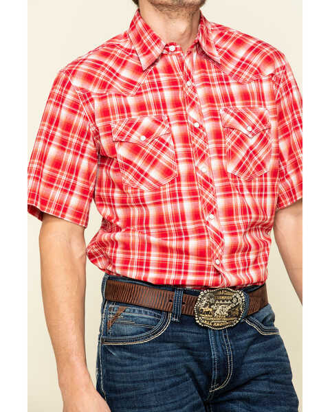 Image #4 - Wrangler 20X Men's Advanced Comfort Plaid Print Short Sleeve Western Shirt , Red, hi-res