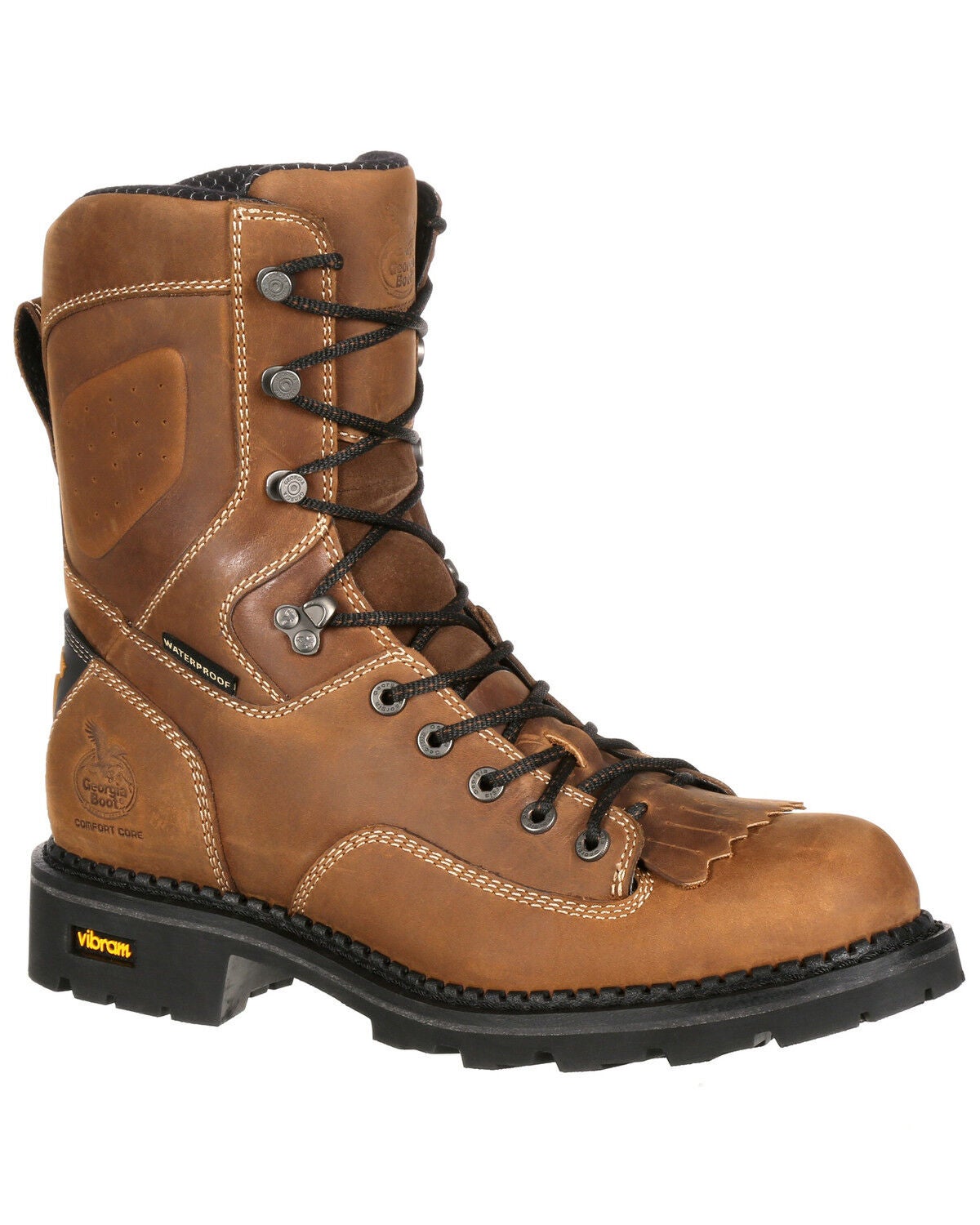 Georgia Boot Men's Comfort Core Waterproof Logger Boots - Soft Toe, Russett, hi-res