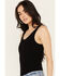 By Together Women's Hello There Ribbed Bodysuit, Black, hi-res