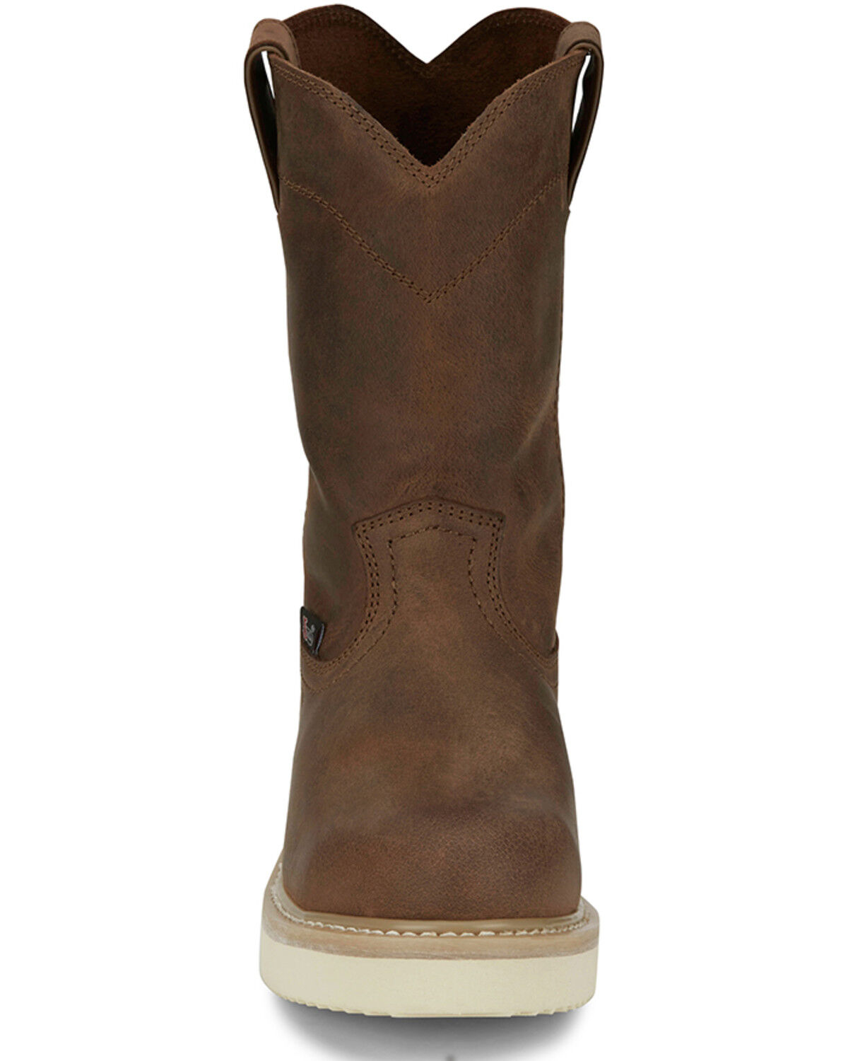 Image #4 - Justin Men's Pull-On Work Boots - Steel Toe, Brown, hi-res