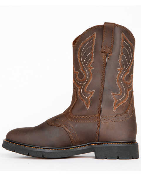 Cody James Men's Western Pull On Work Boots - Round Toe, Brown, hi-res