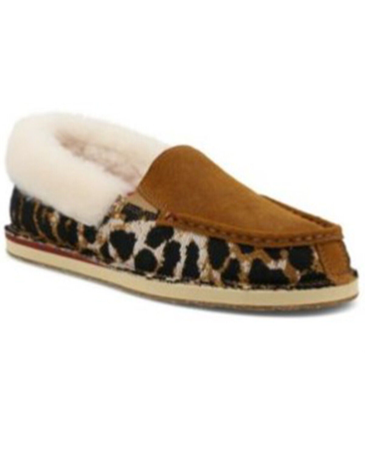 Twisted X Women's Leopard Print Fur-Lined Shoes - Moc Toe, Brown, hi-res