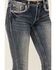 Image #4 - Grace In LA Women's Light Wash Floral Horseshoe Pocket Mid Rise Bootcut Stretch Denim Jeans, Light Wash, hi-res