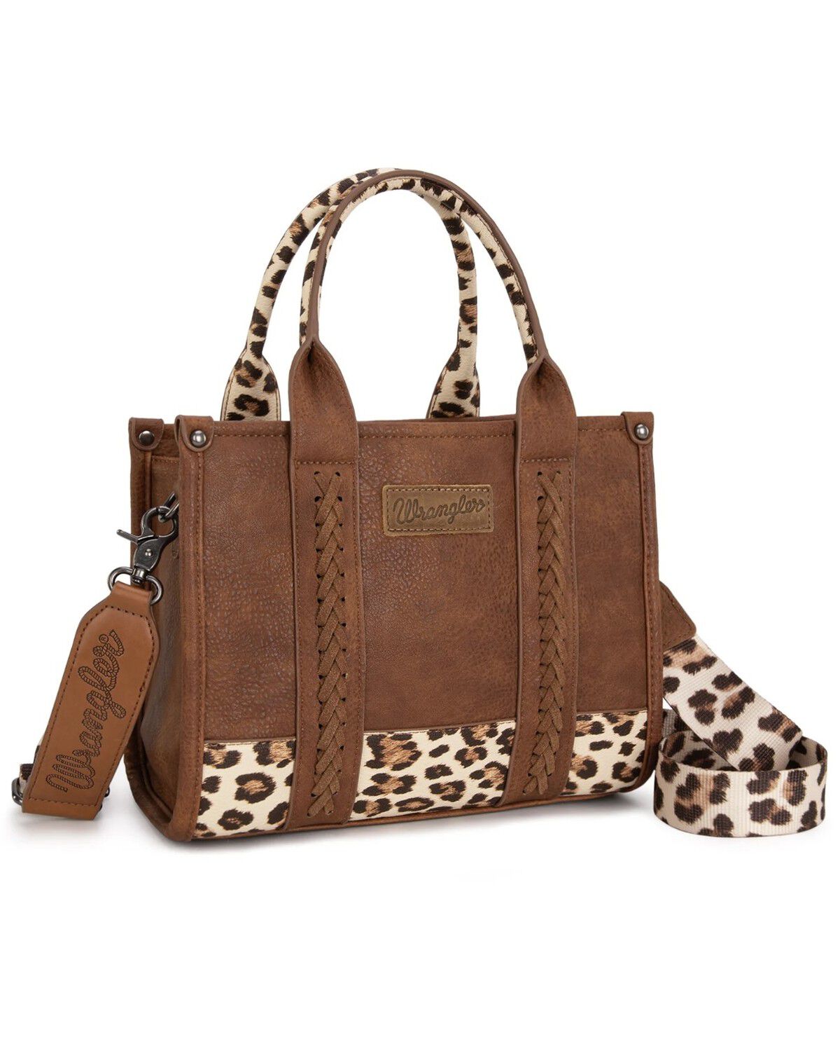 Image #1 - Wrangler Women's Leopard Print Concealed Carry Crossbody Bag, Brown, hi-res