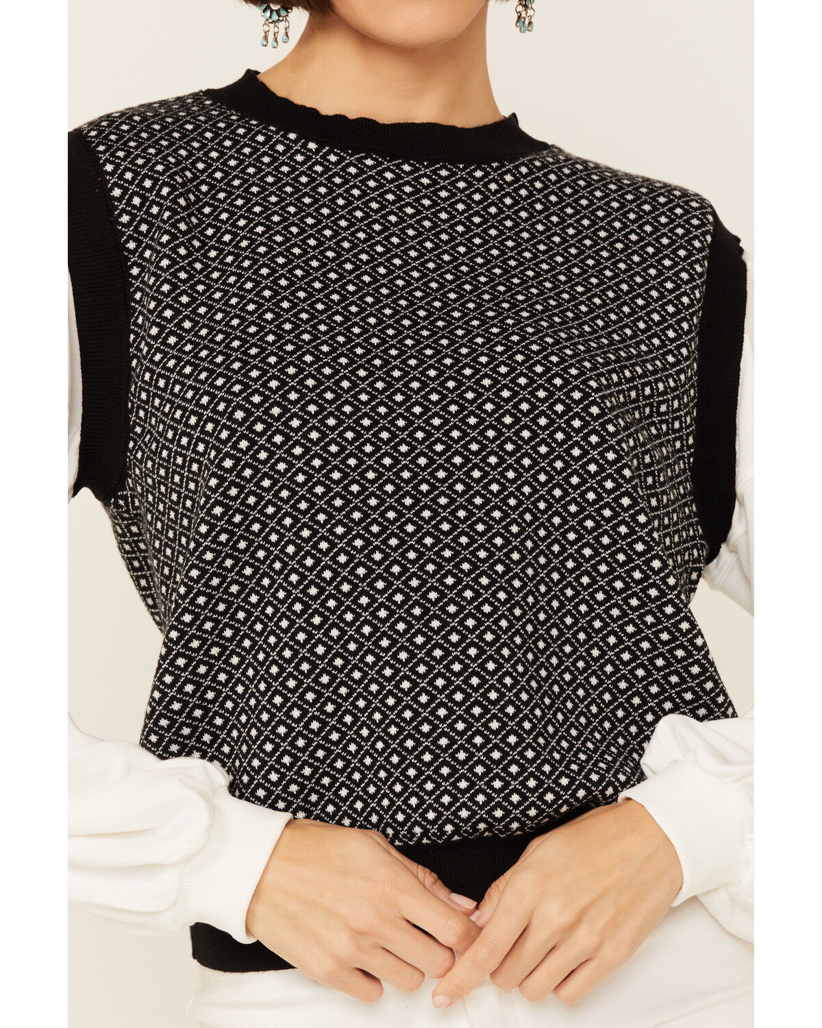 Image #2 - Molly Bracken Women's Geo Dot Sweater Vest, , hi-res
