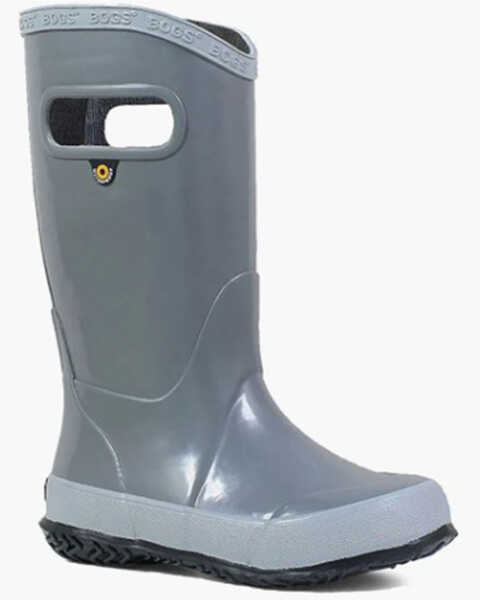 Image #1 - Bogs Girls' Solid Rain Boots - Round Toe, Grey, hi-res
