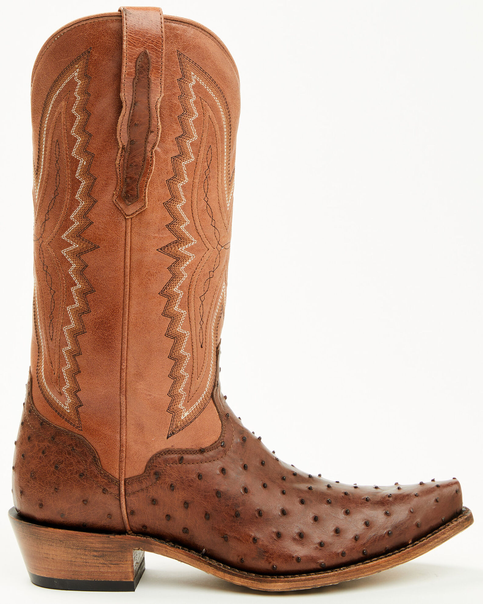 Image #2 - El Dorado Women's Camille Exotic Ostrich Tall Western Boots - Snip Toe, Brass, hi-res