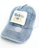 Image #1 - Modelo Women's Logo Distressed Denim Ball Cap, Navy, hi-res