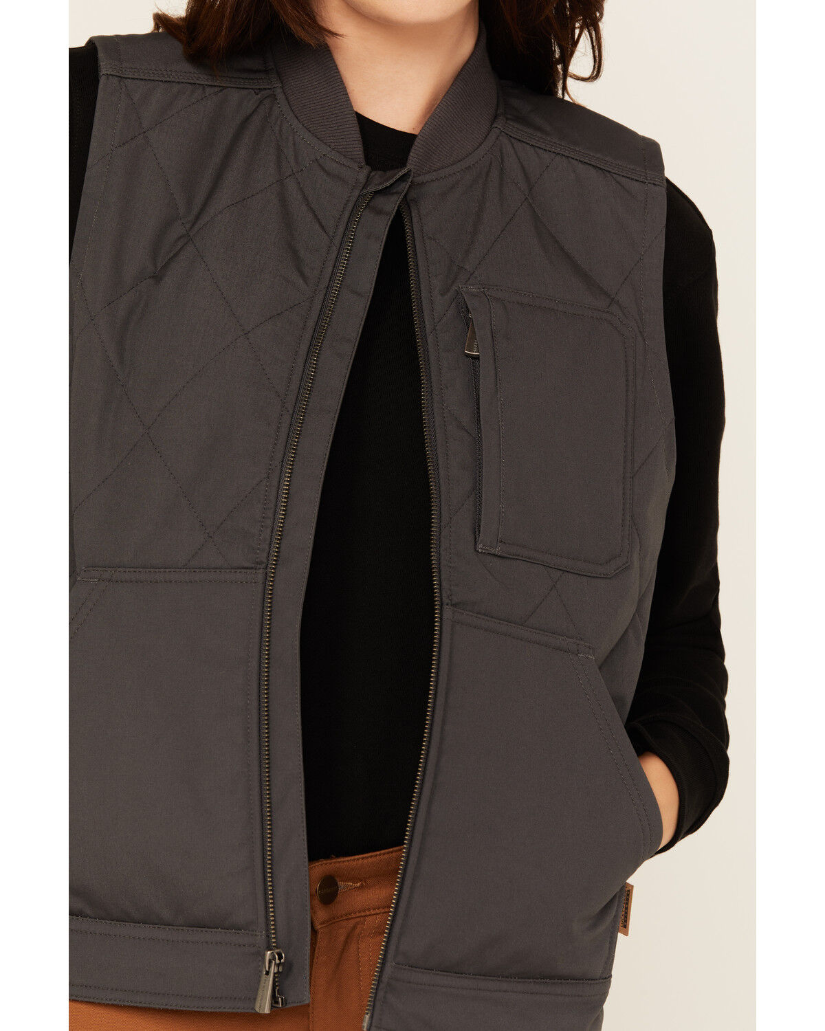 Image #3 - Lucky Brand Workwear Women's Tactical Insulated Canvas Quilted Vest, Grey, hi-res