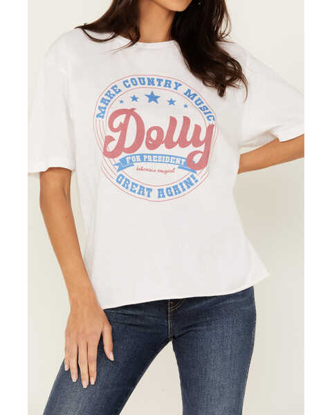Image #3 - Bohemian Cowgirl Women's Dolly 4 Pres Short Sleeve Graphic Tee, White, hi-res