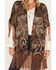 Image #3 - Shyanne Women's Nicks Burnout Paisley Print Fringe Kimono, Black, hi-res
