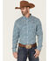 Image #1 - Cody James Core Men's Workforce Floral Print Long Sleeve Button-Down Western Shirt, Blue/white, hi-res