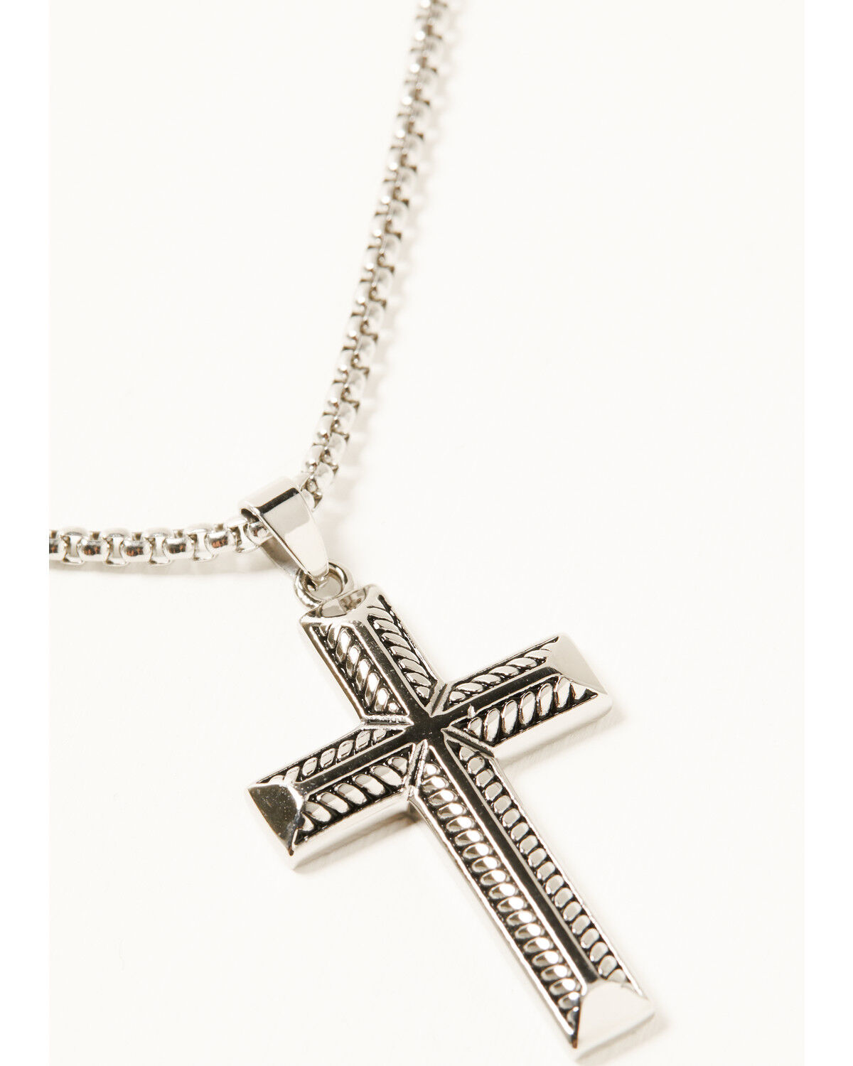 Image #2 - Cody James Men's Textured Cross Necklace, Silver, hi-res