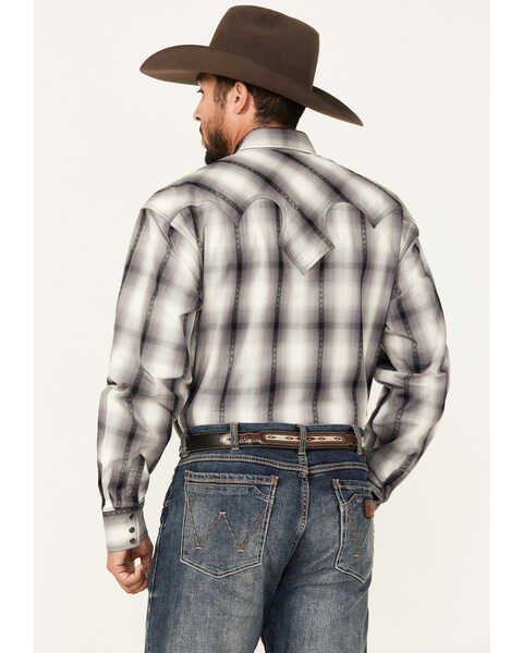 Image #4 - Stetson Men's Plaid Print Long Sleeve Snap Western Shirt, Grey, hi-res