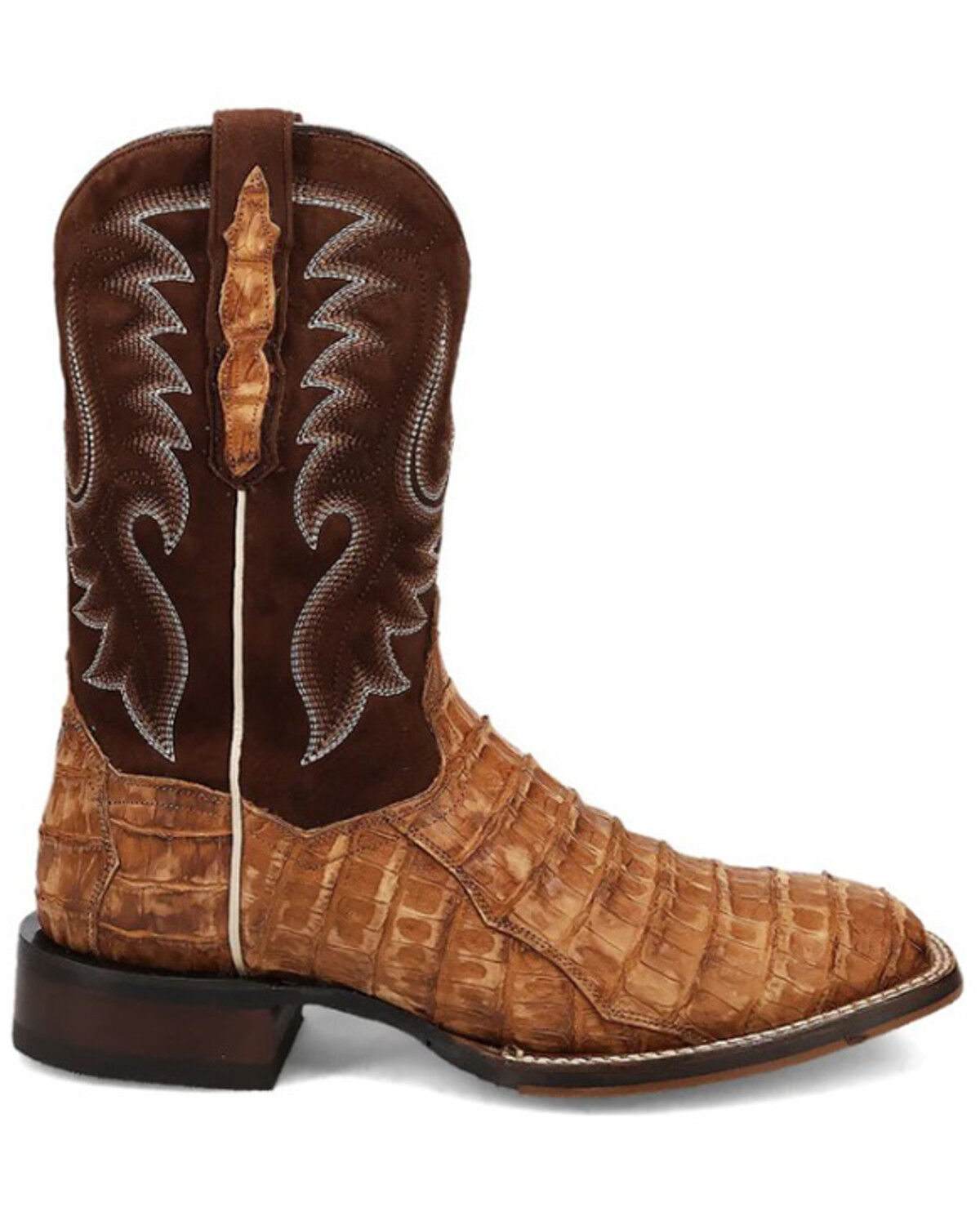 Image #2 - Dan Post Leon Exotic Caiman Western Boots - Broad Square Toe, Brass, hi-res