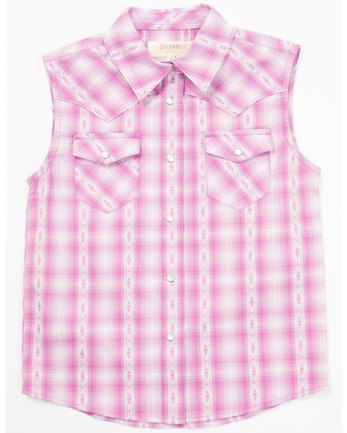 Image #1 - Shyanne Toddler Girls Dobby Striped Western Pearl Snap Shirt, Grape, hi-res