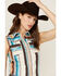 Image #2 - Cowgirl Hardware Women's Serape Striped Sleeveless Snap Western Shirt, Turquoise, hi-res