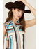 Image #2 - Cowgirl Hardware Women's Serape Striped Sleeveless Snap Western Shirt , Turquoise, hi-res
