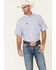 Panhandle Men's Performance Geo Print Short Sleeve Button Down Western Shirt , Blue, hi-res