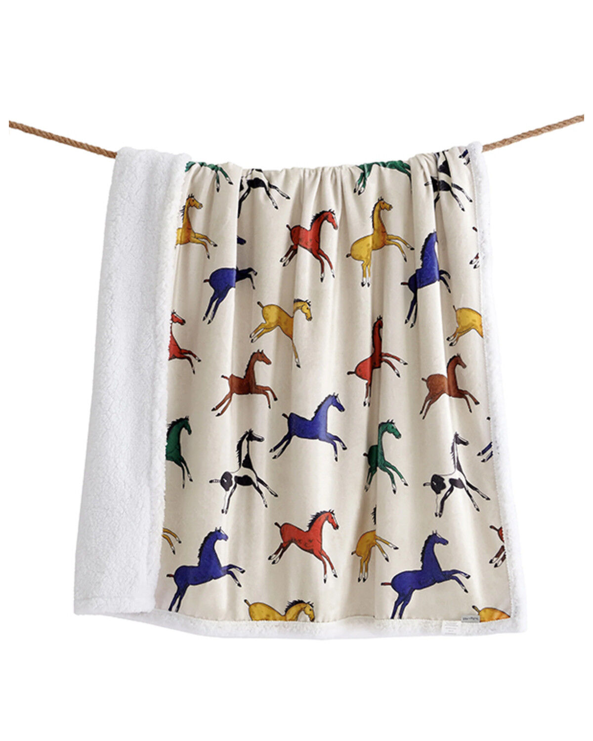 Image #2 - HiEnd Accents Wild Horse Campfire Sherpa Throw, White, hi-res
