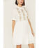 Image #2 - Stetson Women's Embroidered Floral Ruffle Surplice Dress, White, hi-res