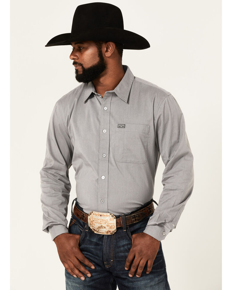 Kimes Ranch Men's Linville Coolmax Button-Down Western Shirt, Grey, hi-res