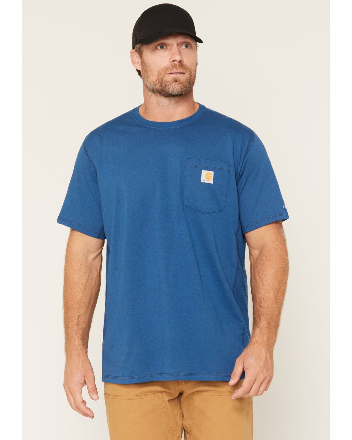 Carhartt Men's Delmont Force&reg; Short Sleeve T-Shirt, Light Blue, hi-res
