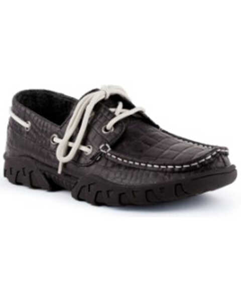 Image #1 - Ferrini Women's Croc print Shoes - Moc Toe, Black, hi-res