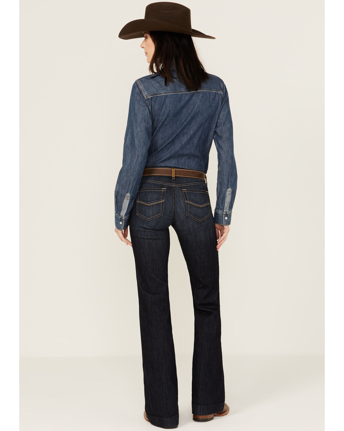 Image #3 - Ariat Women's Dark Wash Ophelia Prefect Rise Trouser Denim Jeans, Dark Wash, hi-res