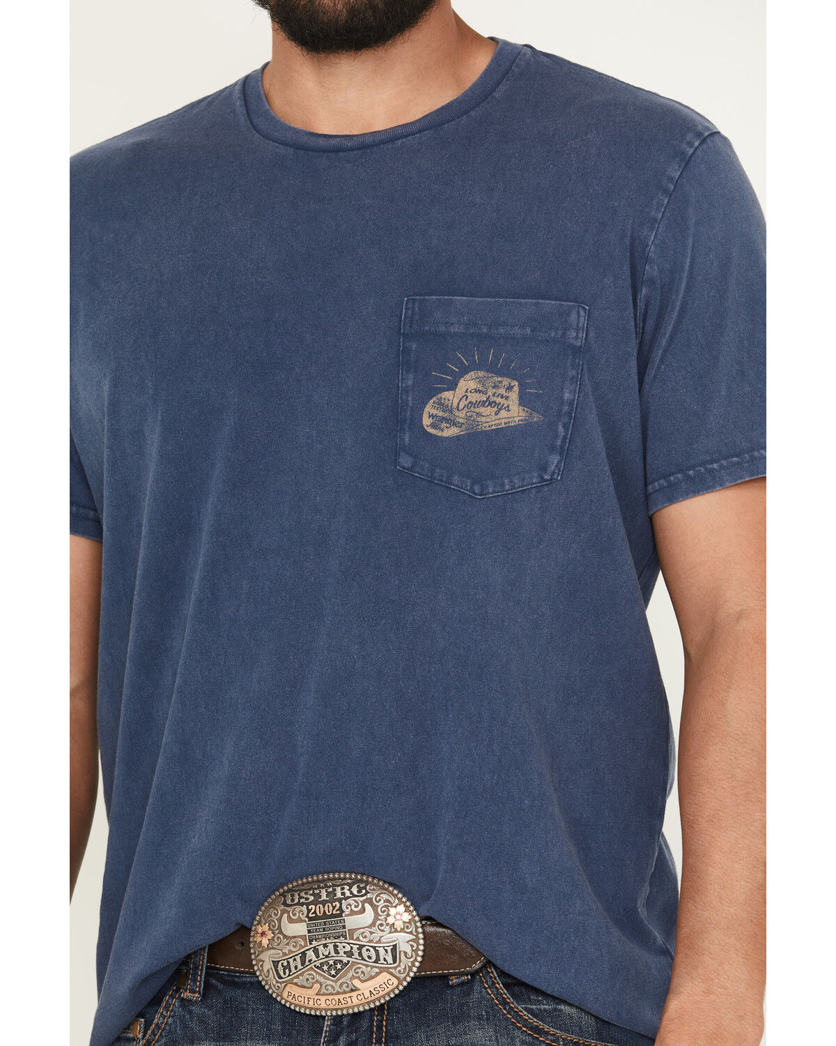 Image #3 - Wrangler Men's Long Live Cowboys Short Sleeve Graphic T-Shirt, Blue, hi-res