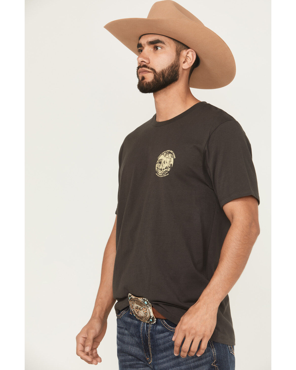 Image #3 - Ariat Men's Take The Long Way Short Sleeve Graphic T-Shirt, Charcoal, hi-res