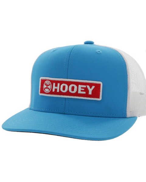 Hooey Men's Lock-Up Logo Patch Mesh Back Trucker Cap, Blue, hi-res