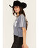 Image #2 - Youth in Revolt Women's Dallas Varsity Short Sleeve Graphic Tee, Blue, hi-res