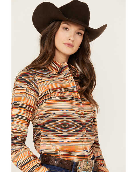 Image #2 - Ariat Women's Chimayo Southwestern Print Kirby Long Sleeve Stretch Button-Down Western Shirt - Plus, Multi, hi-res