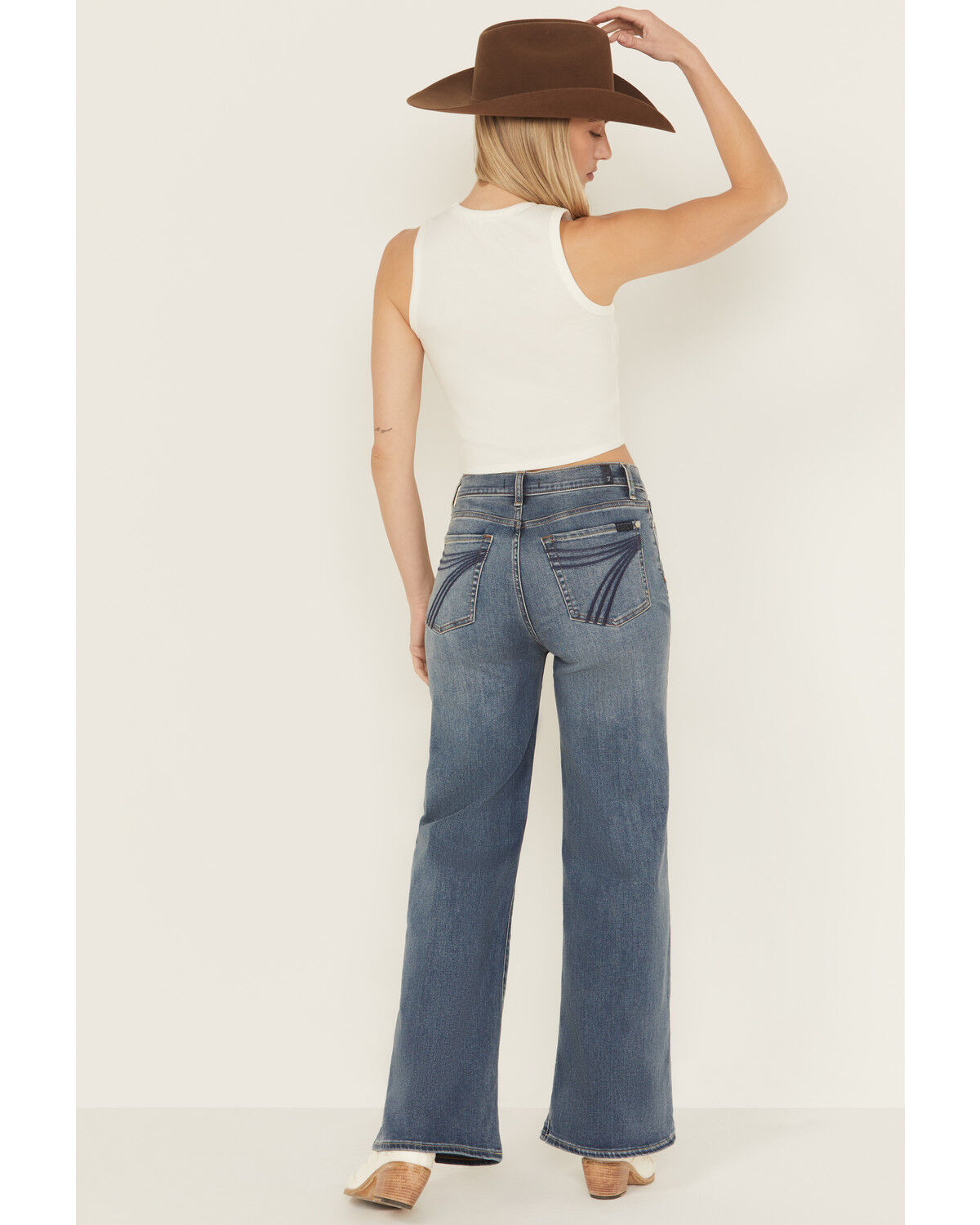 Image #1 - 7 For All Mankind Women's Medium Wash Ultra High Rise Dojo Stretch Denim Jeans, Medium Wash, hi-res