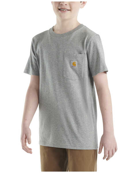 Image #2 - Carhartt Little Boys' Short Sleeve Logo Pocket T-Shirt , Charcoal, hi-res