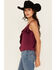 Image #2 - Shyanne Women's Solid Satin Ruffle Front Tank Top, Fuchsia, hi-res