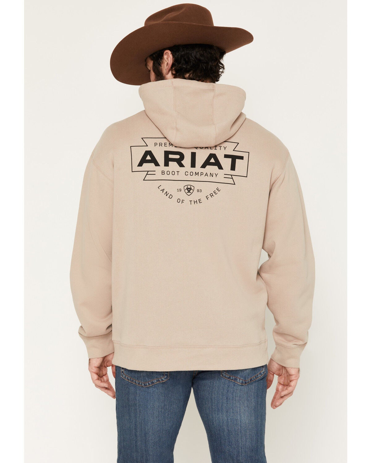 Image #1 - Ariat Men's Boot Barn Exclusive Southwest Logo Graphic Hooded Sweatshirt, Sand, hi-res