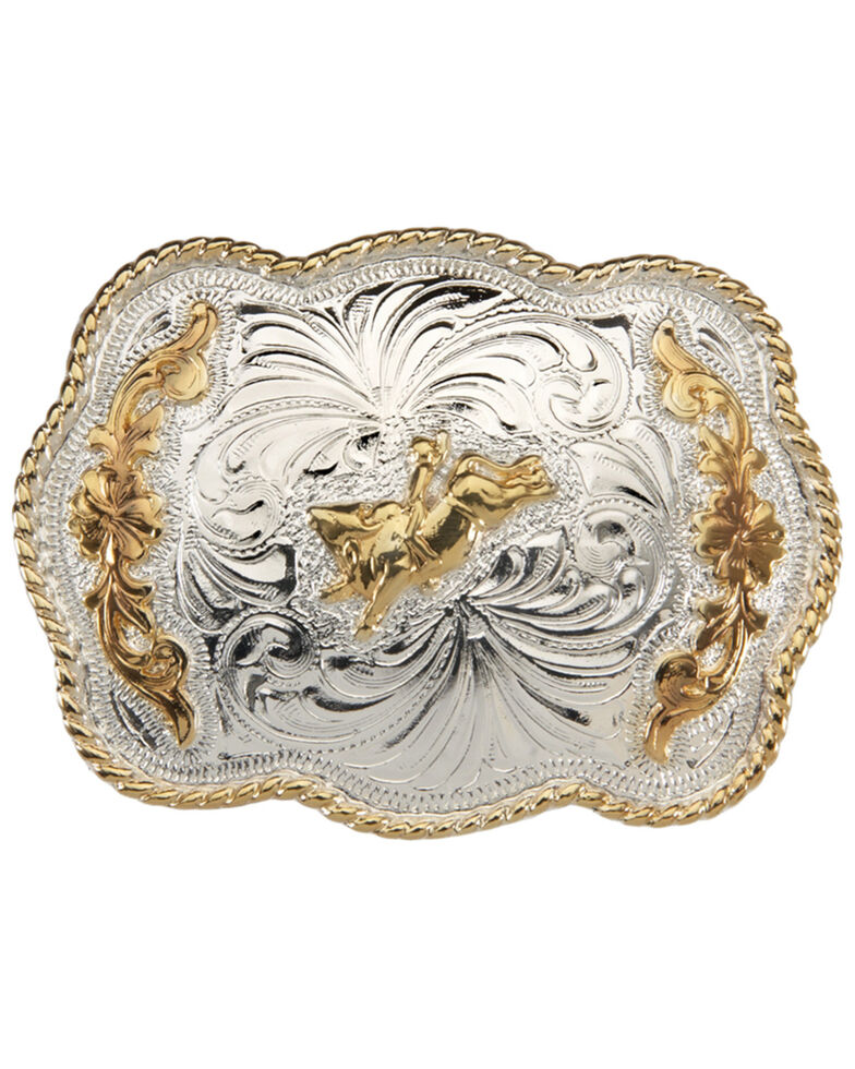 AndWest Girls' Scallop With Bull Rider Buckle, Gold, hi-res