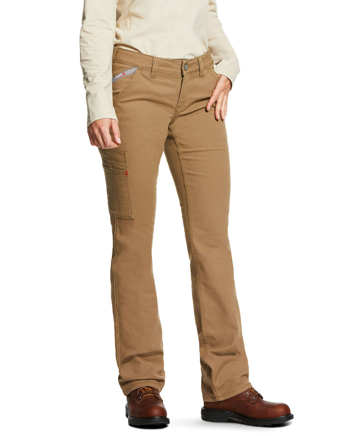 Image #2 - Ariat Women's FR Duralight Stretch Canvas Straight Leg Pants, Beige/khaki, hi-res