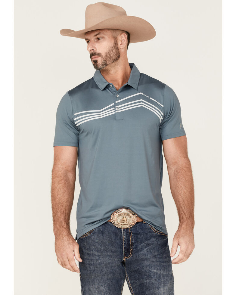 HOOey Men's The Weekender Embossed Stripe Polo Shirt , Blue, hi-res
