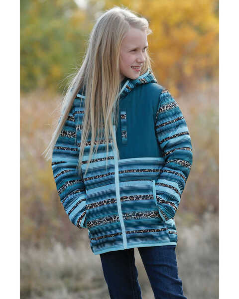 Cruel Girl Girls' Turquoise Southwestern Quilted Jacket, Turquoise, hi-res
