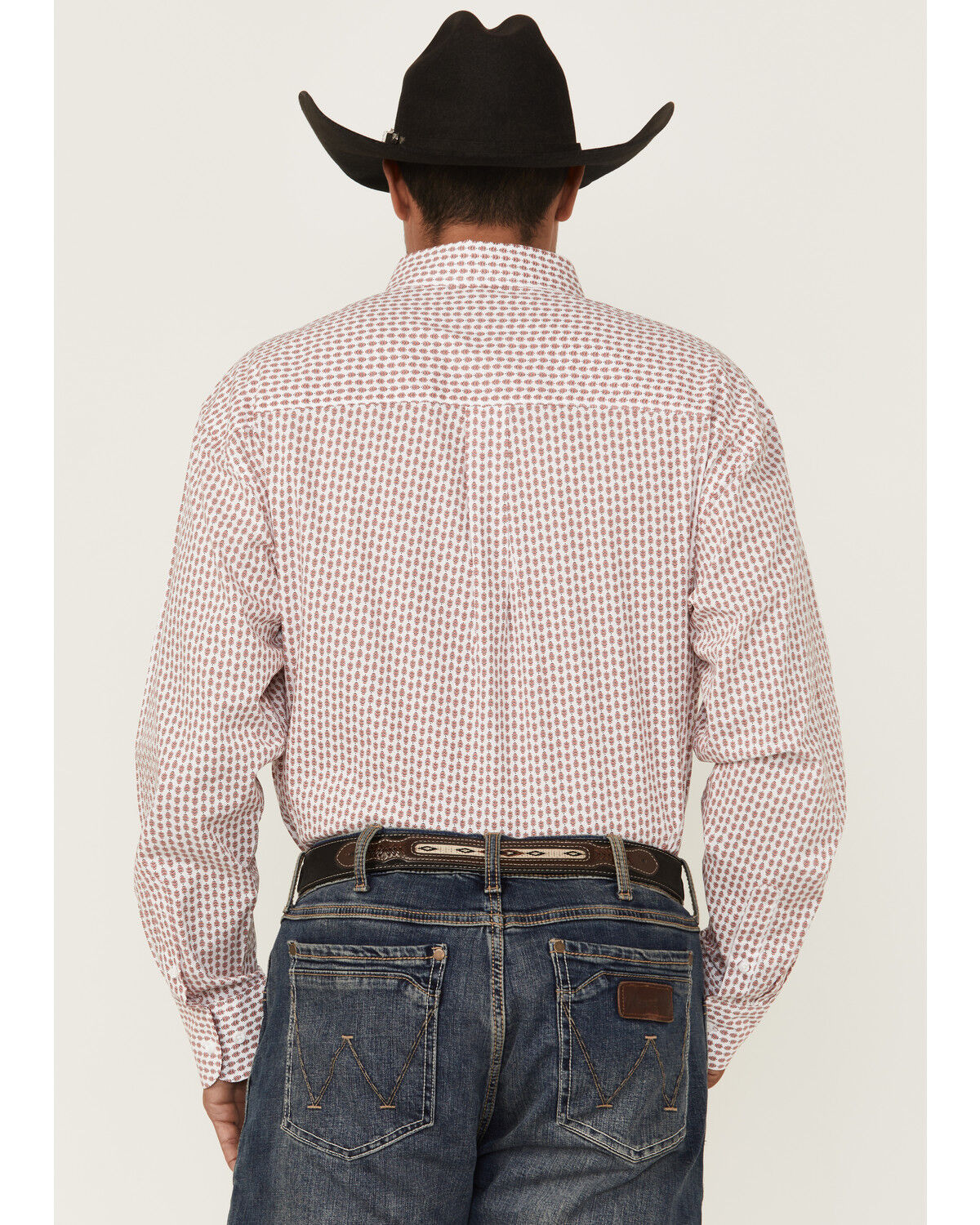 Image #4 - George Strait by Wrangler Men's Geo Print Long Sleeve Button-Down Stretch Western Shirt - Tall, White, hi-res