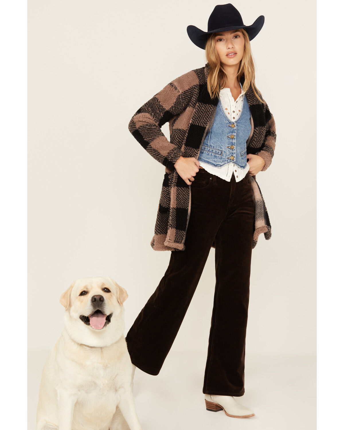 Image #1 - Stillwater Supply Women's Buffalo Check Print Sherpa Cardigan, , hi-res