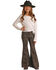 Rock & Roll Denim Girls' Cheetah Print Stretch Bargain Bell Flare Jeans, Chocolate, hi-res